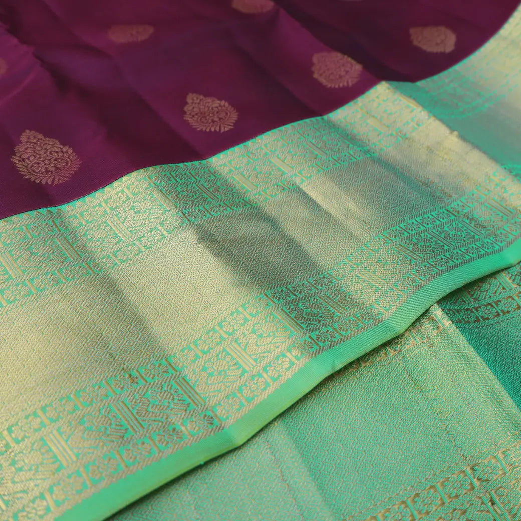 Maroon with Green Soft Silk Saree