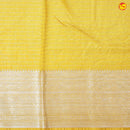 Navy Blue With Mustard Yellow Semi Silk Blend Saree With Double Blouse Concept - Thenianantham