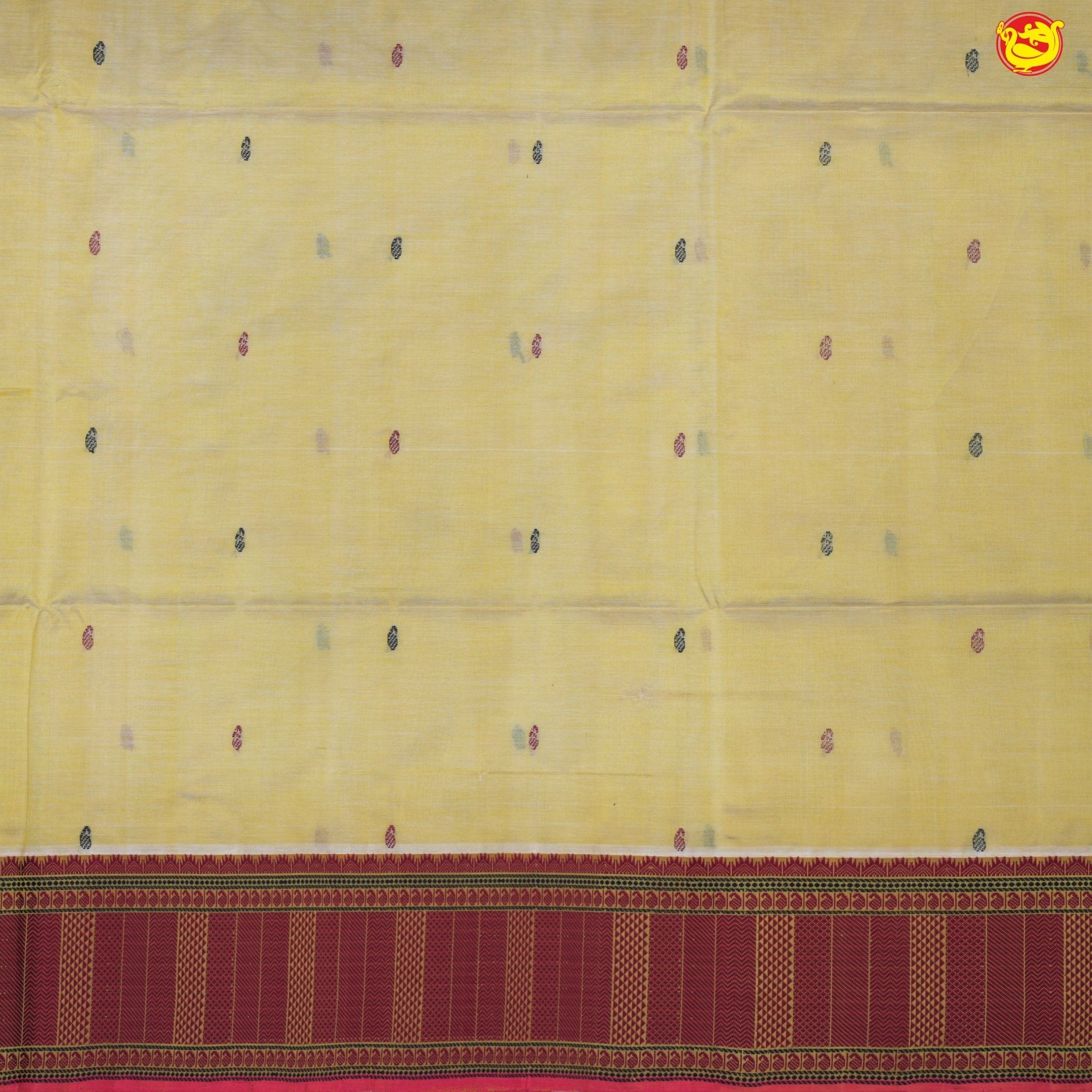 Half White and Golden Maroon Jacquard Checks Pallu And Mango Butta Kanchipuram Silk Saree - Thenianantham