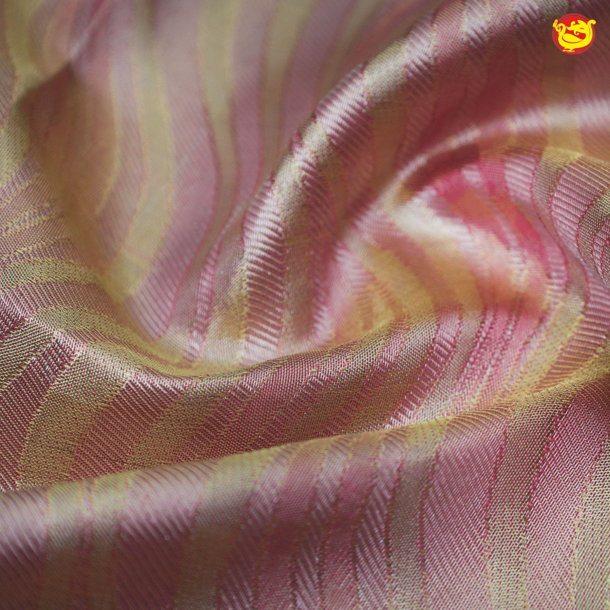 Light pink with dark pink pure Kanchipuram silk saree - Thenianantham