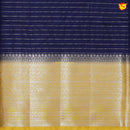 Navy Blue With Mustard Yellow Semi Silk Blend Saree With Double Blouse Concept - Thenianantham