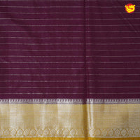 Purple With Mustard Yellow Stripes Design Semi Silk Blend Saree With Double Blouse Concept - Thenianantham