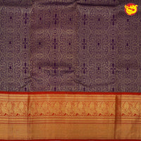 Dark blue with red pure Kanchipuram silk saree - Thenianantham