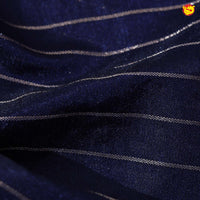 Navy Blue With Mustard Yellow Semi Silk Blend Saree With Double Blouse Concept - Thenianantham