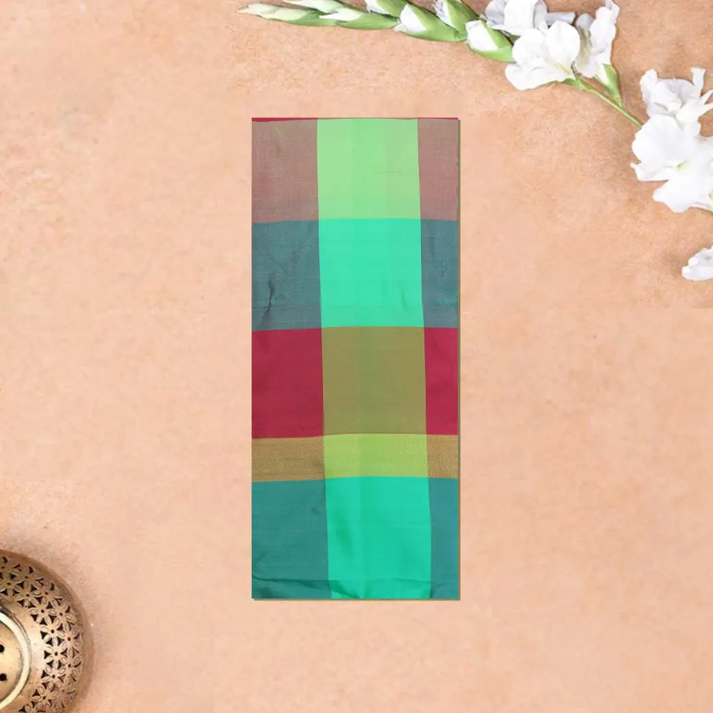 Multicolour Checked Design Arani Fancy Silk Saree