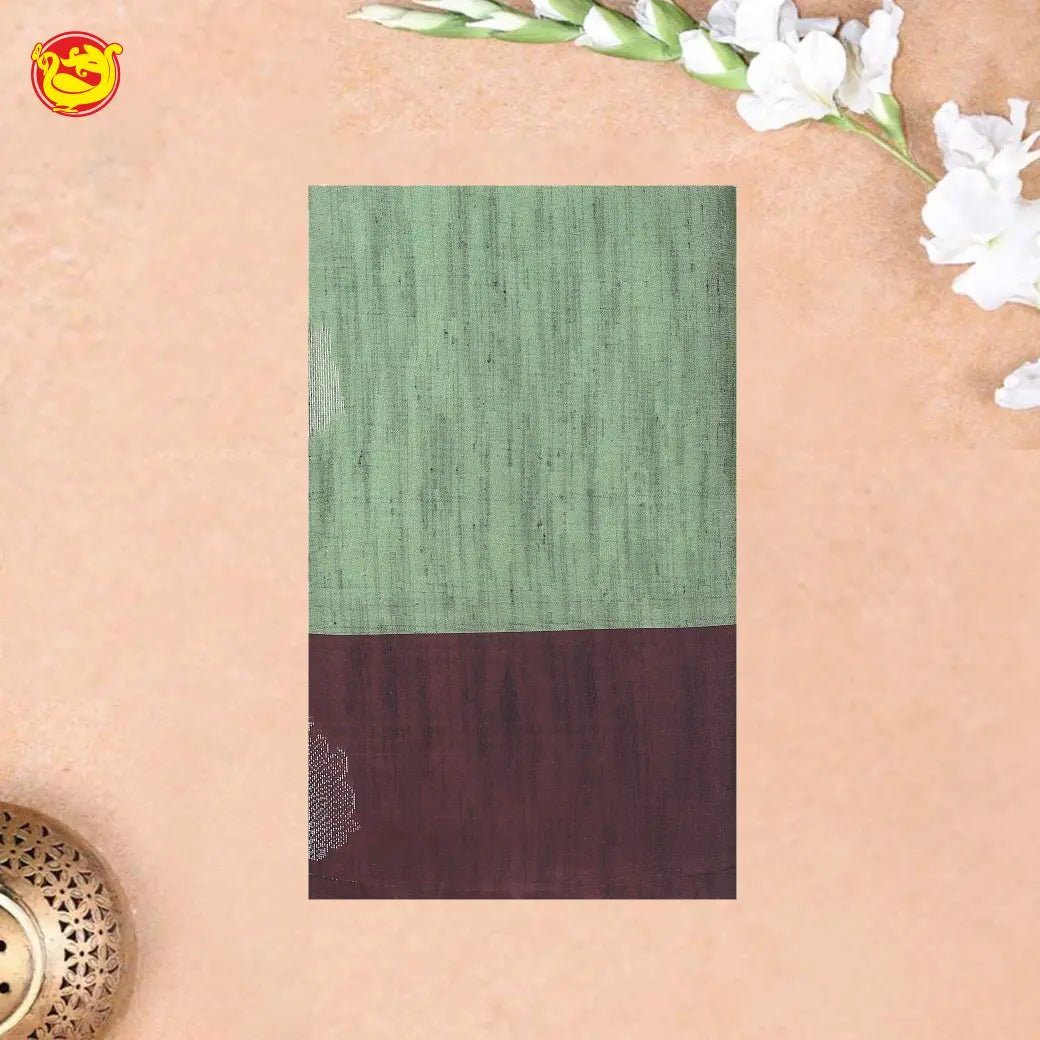 Light Green with Dark Maroon Soft Silk Saree - Thenianantham