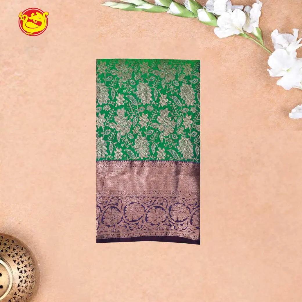 Green with Purple Pure Kanchipuram Silk Saree