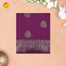 Purple With Green Contrast Blouse Floral Motifs Copper Zari Khadi Banarasi Tussar Silk Saree