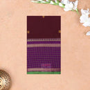 Maroon with Purple and Green Pure Chettinad Cotton Saree without Blouse