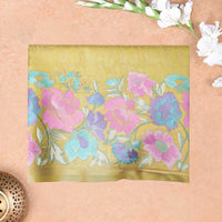 Yellow  Colour Tissue Silk Saree