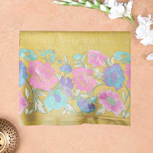 Yellow  Colour Tissue Silk Saree