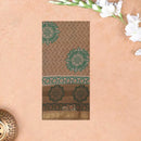 Brown with green Floral Design Mul Mul Cotton Saree without Blouse