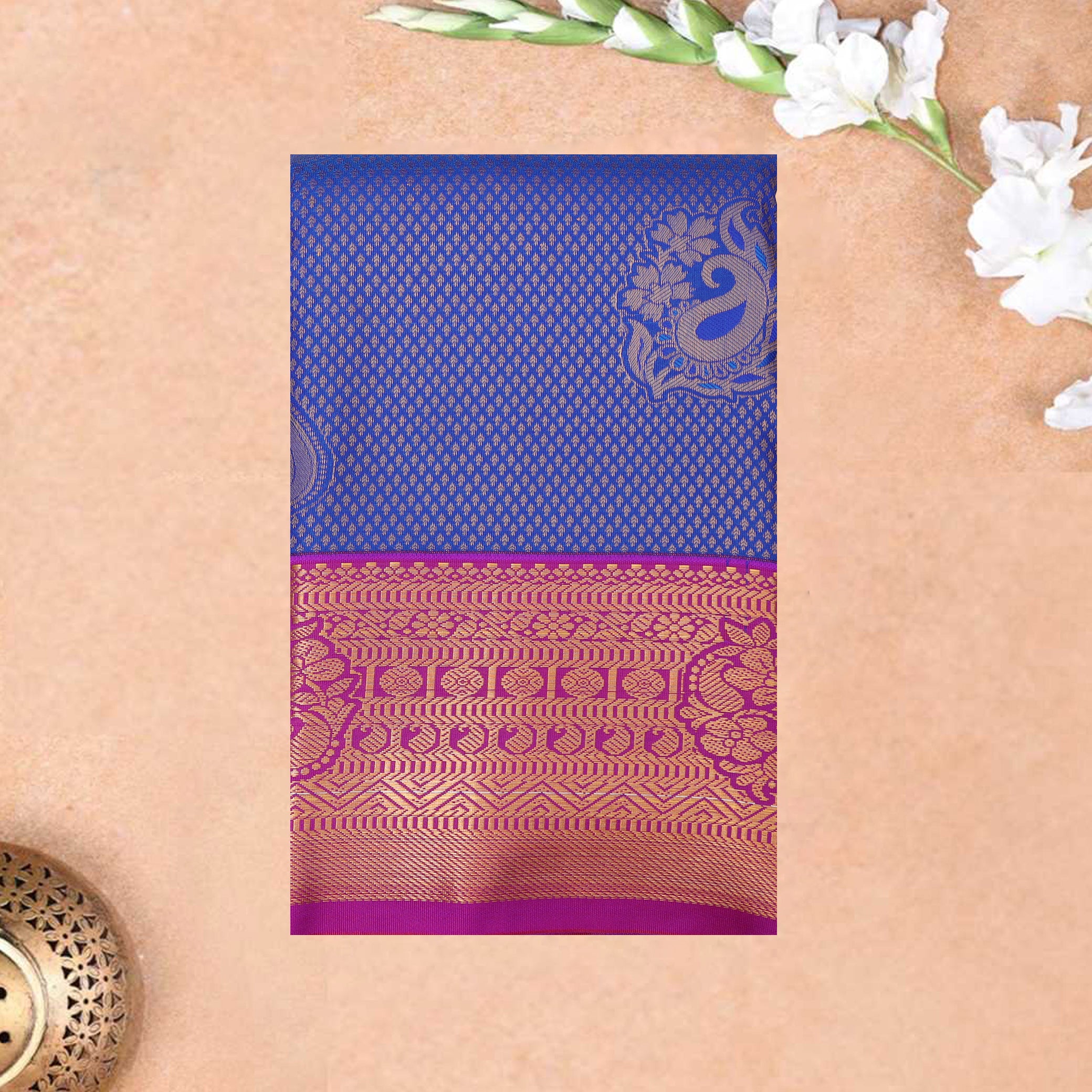 Royal Blue body and Rani Pink for the pallu and border Art Silk Saree