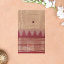 Sandal With Dark Grey And Red Border Pure Chettinad Cotton Saree with Blouse