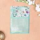 Light Green With Orange Floral Design Dola Silk