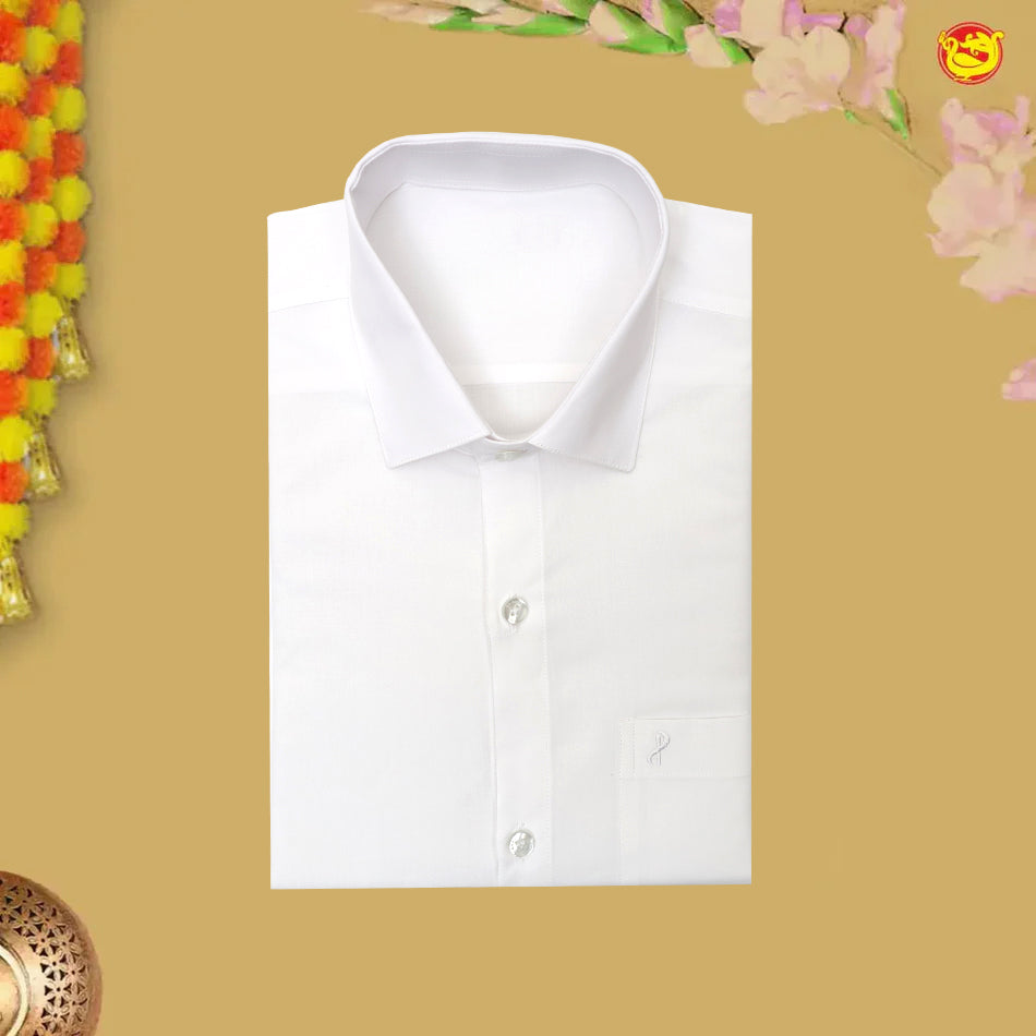Men’s White  Cotton Half Sleeve Shirt