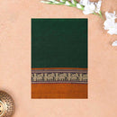 Green With Orange Traditional Narayanpet Cotton Saree with Contrast Border