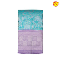 Turquoise with light purple pure Kanchivaram silk saree - Thenianantham