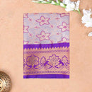 Lavender and Border Purple Art Pattu Pavadai Material