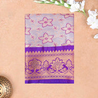 Lavender and Border Purple Art Pattu Pavadai Material