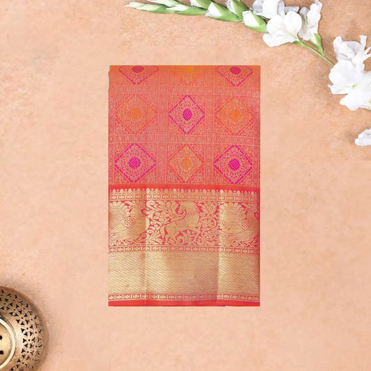 Orange With Gold Zeri Subalaya Wedding Silk Saree
