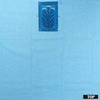 Sky Blue With Turquoise Blue Cotton Ladies Chudithar Material