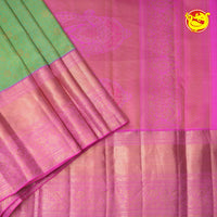 Light Green Wedding Silk Saree With Pink Pallu - Thenianantham