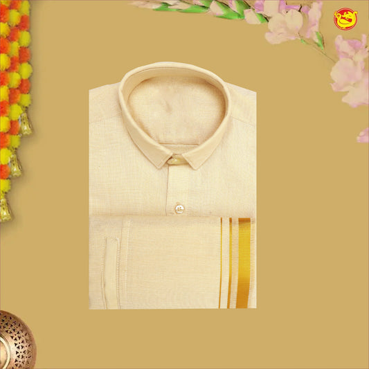 Gold Tissue  Boy’s  Readymade Shirt And Dhoti Set