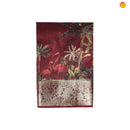 Dark Maroon Pure Organza Silk With Gold Zari Border Digital Print Saree - Thenianantham