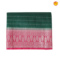 Bottle Green With Rani Pink Stripes Design Semi Silk Blend Saree With Double Blouse Concept - Thenianantham