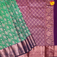 Green with Purple Pure Kanchipuram Silk Saree