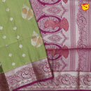 Green with Magenta Soft Silk Saree