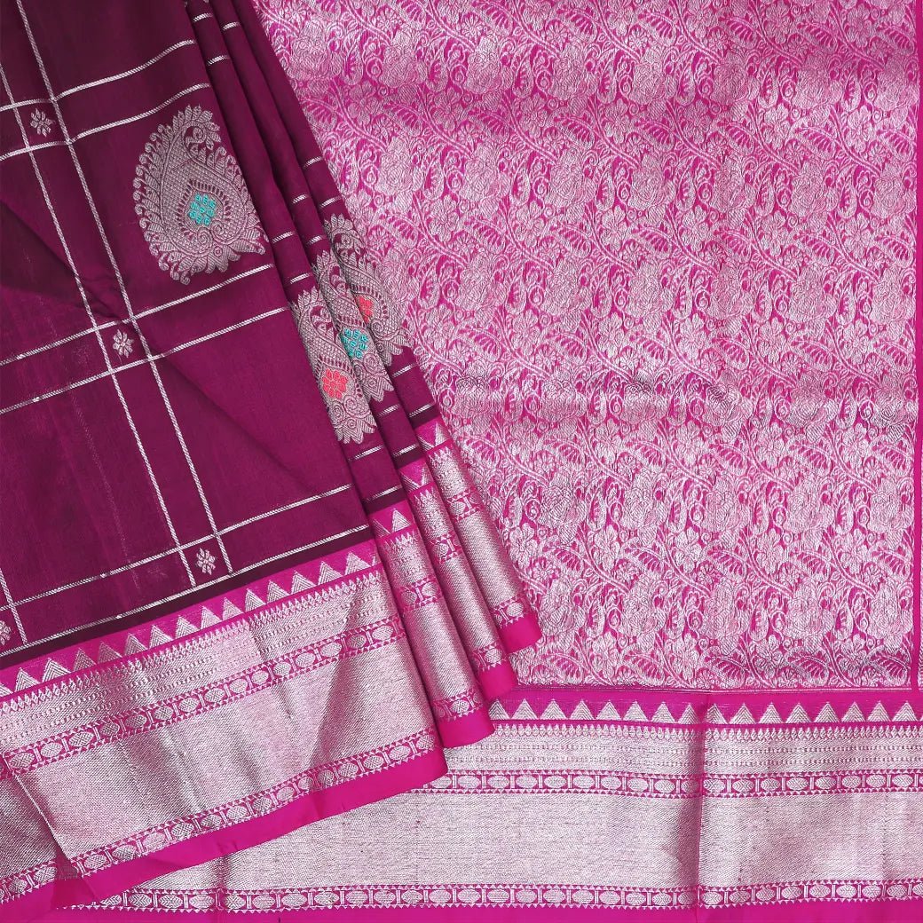 Magenta with dark pink Venkatagiri soft silk saree