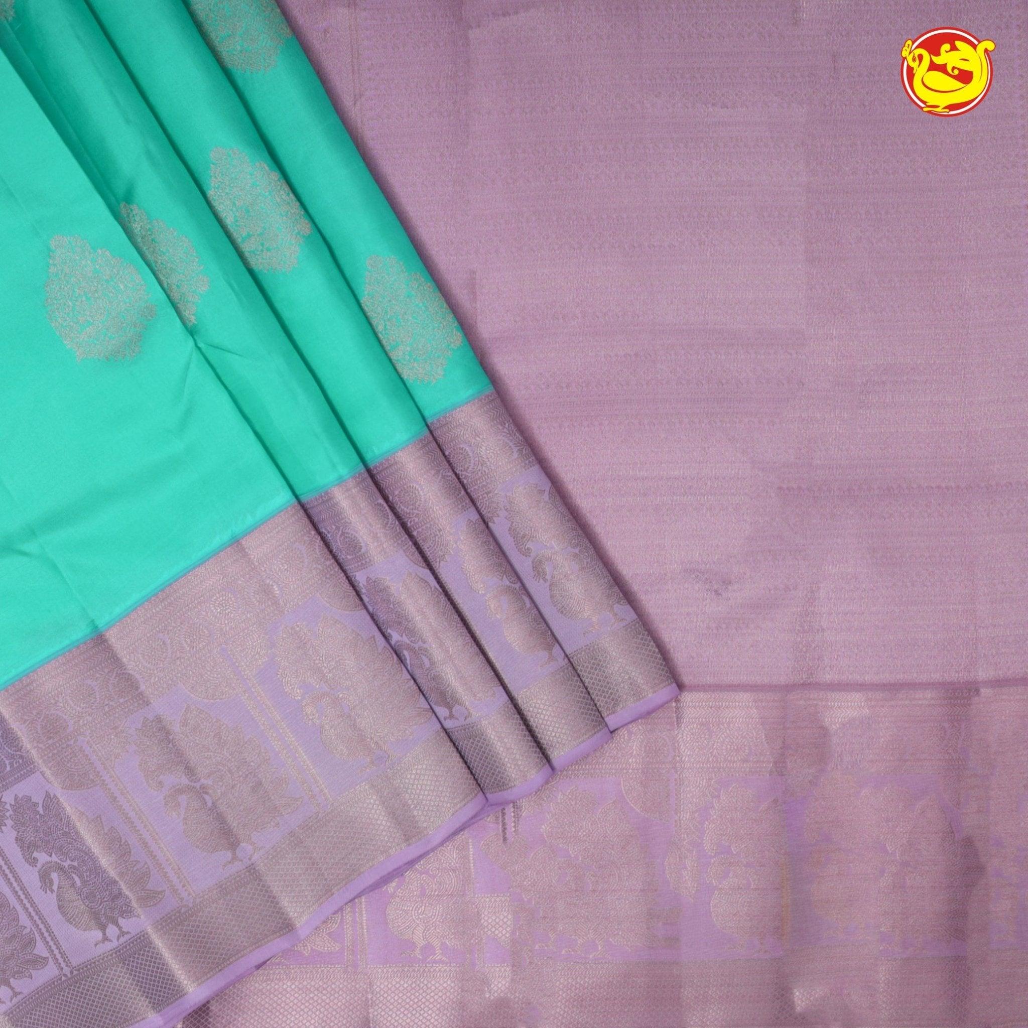 Sea Blue With Lavender Soft Silk Saree - Thenianantham