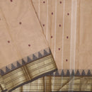 Sandal With Dark Grey And Red Border Pure Chettinad Cotton Saree with Blouse