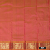 Magenta With Orange Border Floral Design Traditional  Pattu Pavadai Material