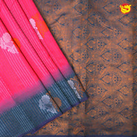 Rani Pink With Peacock Green Semi Silk Set Sarees - Thenianantham