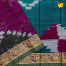 Purple & rama green with Light Green  Pure Bengal Cotton Saree without Blouse