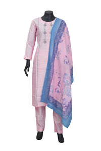 Light Pink Ladies Branded Straight Cut Readymade  Chudi Set