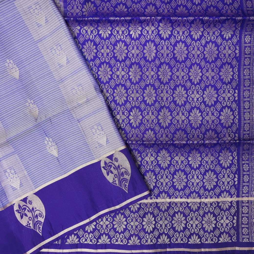 Light Blue with Royal Blue  soft silk saree