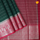 Bottle Green With Rani Pink Stripes Design Semi Silk Blend Saree With Double Blouse Concept - Thenianantham