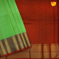 Parrot green with red pure silk cotton saree - Thenianantham