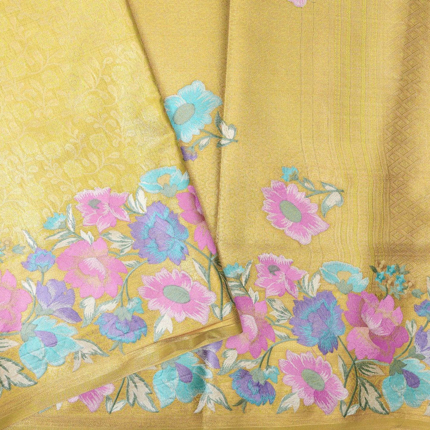 Yellow  Colour Tissue Silk Saree