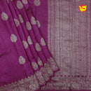 Purple With Green Contrast Blouse Floral Motifs Copper Zari Khadi Banarasi Tussar Silk Saree