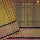 Olive Green and Gold Shine with Jacquard Checks Kanchipuram Silk Saree - Thenianantham