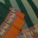 Green With Orange Traditional Narayanpet Cotton Saree with Contrast Border