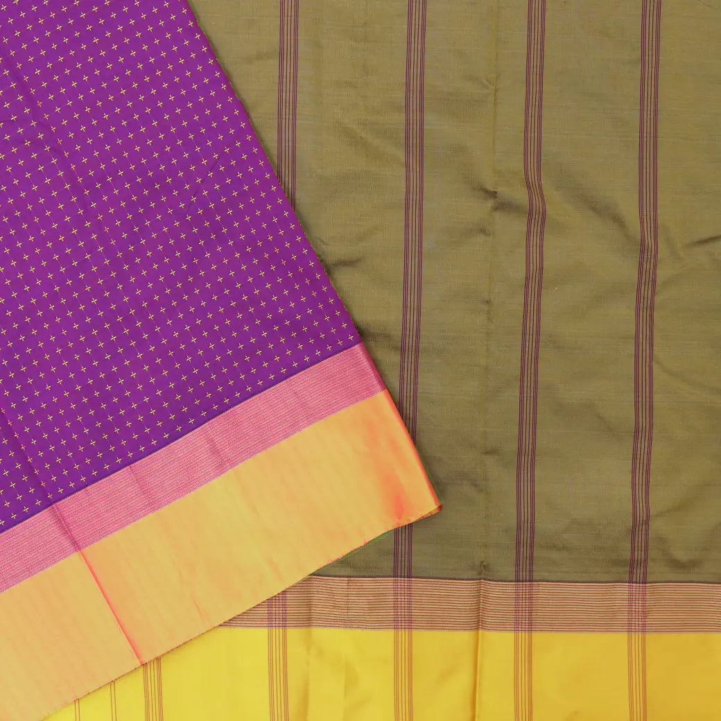 Purple With Golden Border  Arani Silk Saree
