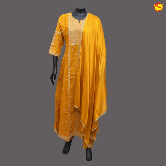 Yellow Ladies Branded Readymade Anarkali Suit Set