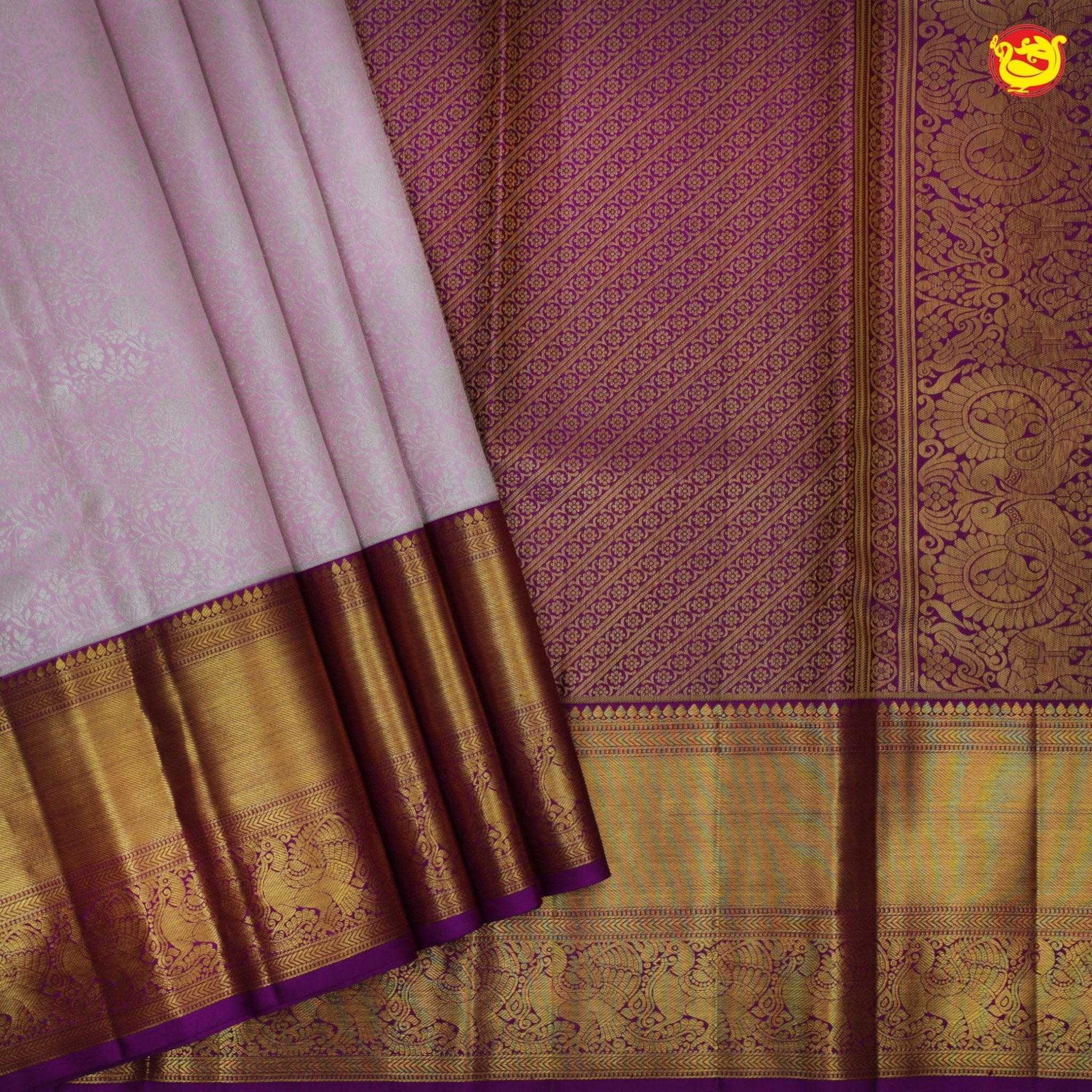 Lilac with purple pure silk saree