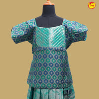 Green with Blue Girls Branded Readymade Pattu Pavadai - Thenianantham